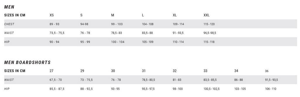 Mystic Mens Apparel 0 Size Chart